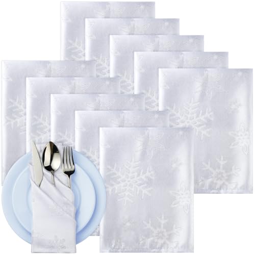 Set de 12 servilletas de tela navideñas 46x46 cm blancas miniatura 1