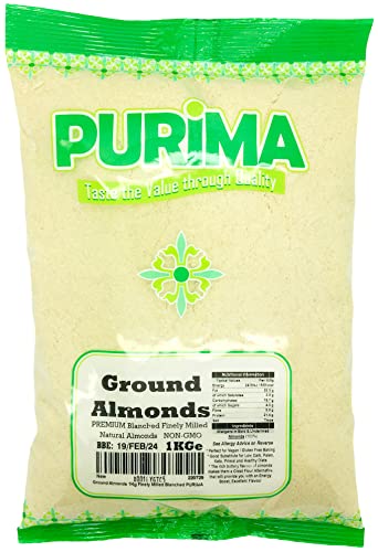 Ground Almonds 1kg - Fine Blanched Finely Milled Almond Flour for Baking Blanch Meal Powder Bulk Bag Box Super Macarons Keto Low Carb Natural Paleo Vegan Bread Spain USA Prime UK - PURIMA