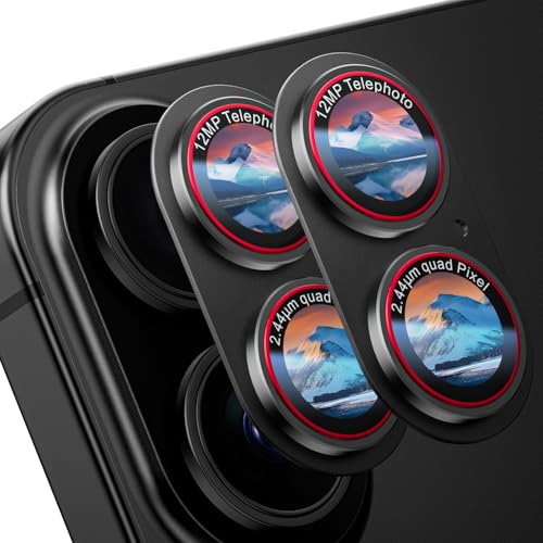 Image of HelloDeere 9H High-alumina Tempered Glass Camera Lens Protector for iPhone 17 Lens, Military-Grade Shatterproof with Strong Adsorption, Full Coverage Case-Friendly Cover (Black Titanium, iPhone17 - 2 Pack)