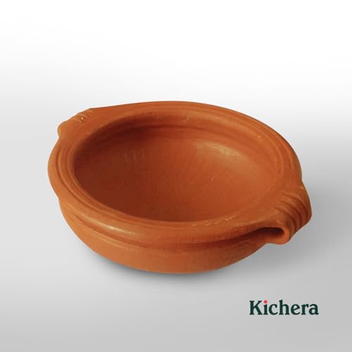 Image of Kichera Deep Burned Clay Pots for Cooking and Serving - Mud Pot Handcrafted Black Pottery Handi /Kadai Combo 1L, 2L & 3L | Pre-Seasoned Unglazed | Mitti Bartan for Rice, Biryani, Curry (Black, 6L)