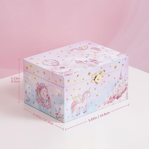 ProCase Unicorn Jewelry Box for Girls, Musical Kids Jewelry Box with Spinning Unicorn Doll, Birthday Gifts for Little Girls Children Toddler Ages 3 4 5 6 7 8 -Pink (Box Only)3