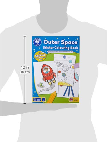 Orchard Toys Outer Space Sticker Colouring Book, Educational Activity Book, Space, Space Colouring Book, Kids Age 3 Years +, Perfect for Parties , 21cm x 2cm x 29cm