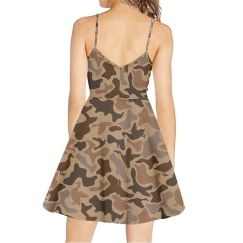 Image of Women's Spaghetti Strap Dress Summer Casual Swing Sundress Girls Beachwear Swing Mini Dress