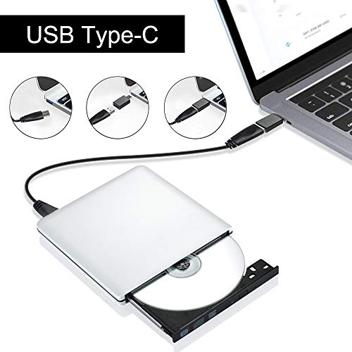 External Blu Ray CD DVD Drive 3D, USB 3.0 and Type USB C Bluray DVD CD RW Row Burner Player Compatible for MacBook OS Windows 7 8 10 PC iMac