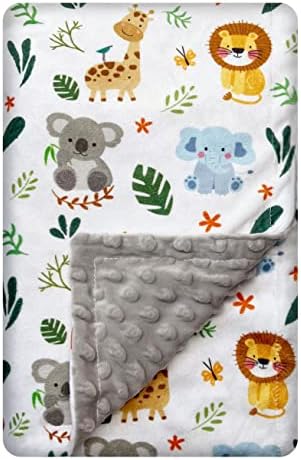 Baby Blanket for Boys Girls Double Layer Soft Plush Minky Blanket with Dotted Backing, Toddler Baby Newborn Blanket Shower Gifts (Cute Animal, 30 X 40 inches)