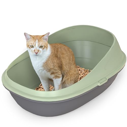 Pop-up Comfort Cat Litter Tray with Double Basin & Crate, Scoopless Cleaning, High Sided walls with Detachable Raised Rims, Anti-Spillage & Mess-Free Cat Toilet (Linden Green, 59x39x27) Pop-up Comfort Cat Litter Tray with Double Basin & Crate, Scoopless Cleaning, High Sided walls with Detachable Raised Rims, Anti-Spillage & Mess-Free Cat Toilet (Linden Green, 59x39x27)