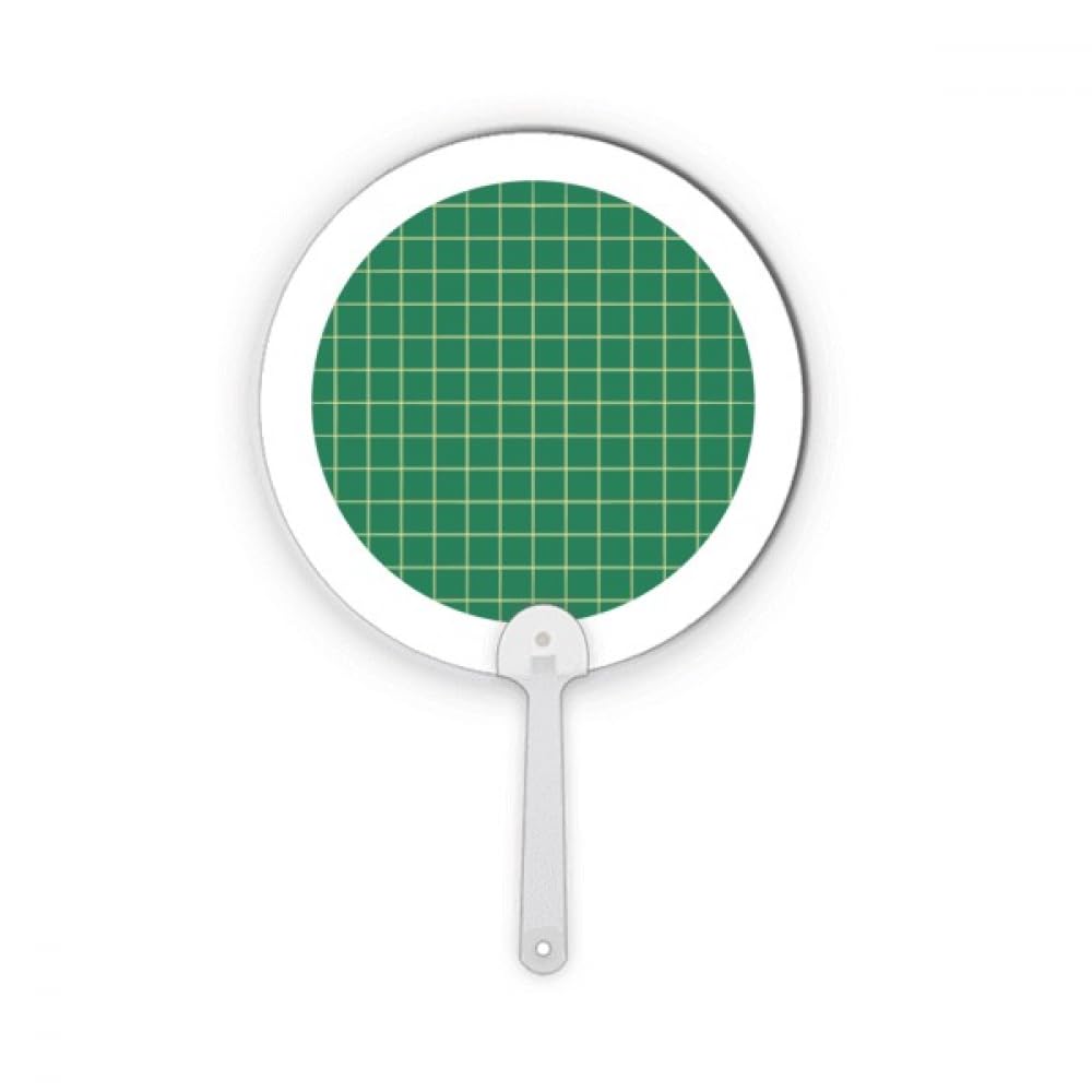 Éventail rond plastique motif grille verte pour calmer les fortes chaleurs