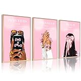 Black Girl Wall Art Pink Christian Canvas Poster Bible Verse Wall Decor African American Woman Pictures Fashion Black Women Prints Trendy Faith Scripture Painting for Bedroom 12x16x3 Inch Unframed