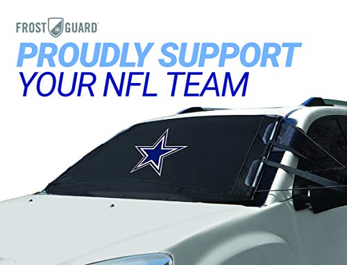 NFL Frost Guard Windshield Cover for Ice and Snow, Dallas Cowboys | Standard Size Car Windshield Frost Cover with Side Mirror Covers | Fits Most Cars, Sedans, Small Trucks, SUVs – 60 x 40 Inches