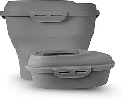 CHEFE Porta Ração para Pets Evolution, Recipiente Expansível 12,5L-25L, Vedação Hermética, Armazena até 10kg, Branco (Cinza)