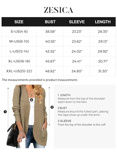 image for ZESICA Women's 2024 Fall Winter Long Sleeve Open Front Casual Lightwei