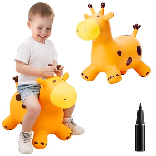 ZHUYNXIR Inflatable Bouncy Cow Toy,Kid Jumping Cow Toy, Kid Favorite Jumping Toy.Perfect for Birthday, Bouncy Cow Yellow.