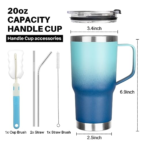 Image of 20 oz Tumbler with Handle, Stainless Steel Insulated Tumblers with Lid and Straw, Double Wall Vacuum Insulated Tumbler, Leak-proof, Insulated Travel Mug Coffee Cup (Gradient)