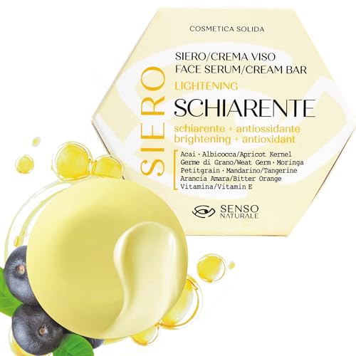Natural Senses 100% Natural Illuminating Brightening Solid Face Serum, Face Cream for Dull, Tired and Enzymatic Skin, Antioxidant Night Mask with Vitamin E, Vegan and Organic