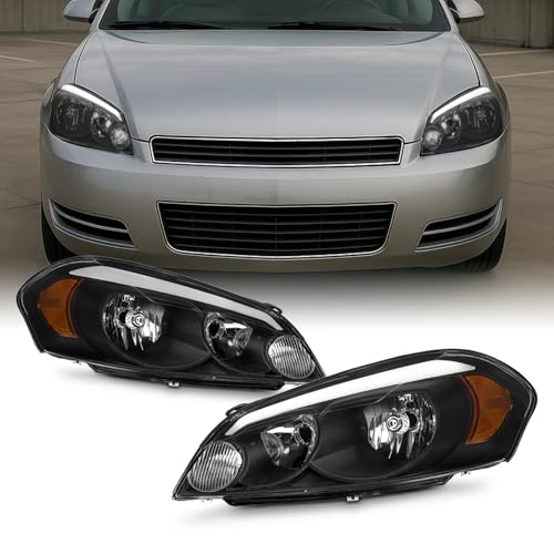 AKKON - Fits 2006-2013 Chevy Impala 14-16 Impala Limited 06-07 Monte Carlo Headlights Pair LH+RH w/LED Tube DRL Running