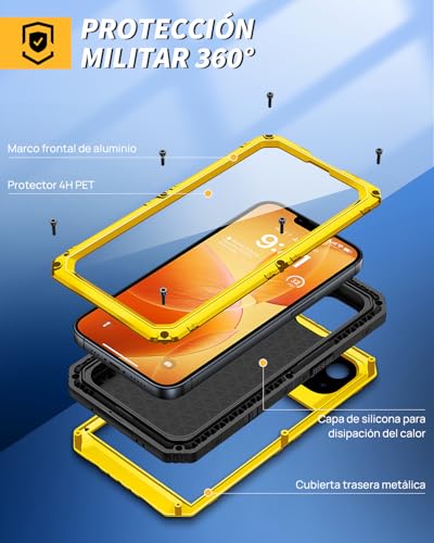 Funda iPhone 13 impermeable IP68 carcasa duradera Lanhiem metal armor 4