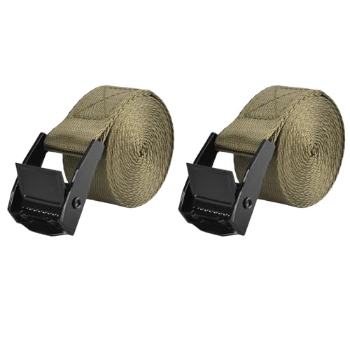 TRIWONDER Correa de Amarre Cinchas de Amarre con Hebilla 25 mm de Ancho Correa Ajustable para Sujetar el Equipaje Soporte de Carga 200kg 2 Piezas (01 Verde   2 Piezas, 5 m)