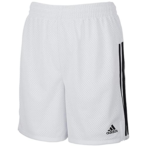 adidas girls 5" Mesh Althletic Shorts, White, Small US