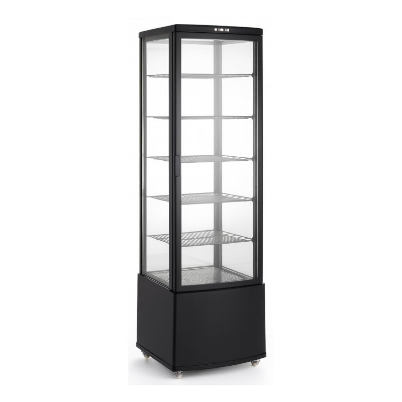Vitrina Refrigerada Panorámica Negra 235L - 4 Caras Acristaladas - LED - 0/+12°C