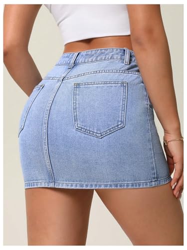 Floerns Women's Casual Mid Waist Denim Skirts Streetwear Bodycon Mini Skirt2