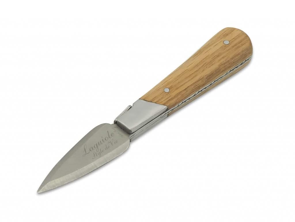 Laguiole Style de Vie Luxury Line Cuchillo para ostras, madera de roble, con soporte para ostras