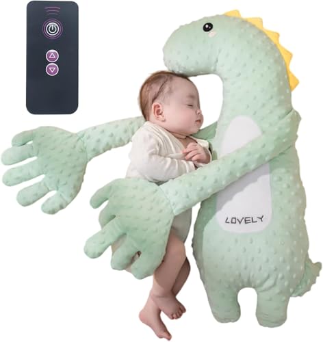 【赤ちゃん 寝かしつけ 電動トントン】 おやすみ枕 ぬいぐるみ パタパタ 自動トントン ベビー スリープヘルパー 3段階振動 夜泣き 対策 リモコン付 洗濯可能 出産祝い ギフト (グリーン)