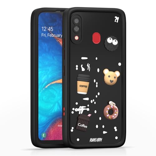 Image of Pikkme Back Cover for Samsung Galaxy A20 / A30 / M10s | Cute Fun Cartoon 3D Bear Silicone Full Body Protection Bumper Cover (Black)