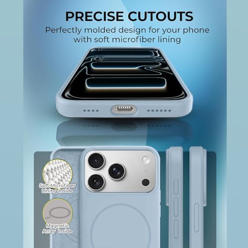 Image of iPhone 17 Pro Max Silicone Magsafe Case | Shock Proof Design & Camera Protection | Premium Rubberised Apple iPhone 17 Pro Max Cover (Microfiber Lining) | Magnetic Liquid Silicone - Sky Blue
