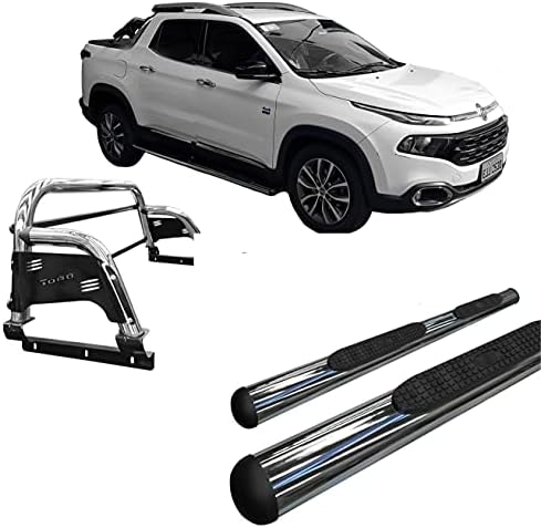 Hozz Kit Estribo Oval + Santo Antônio FIAT TORO CROMADO