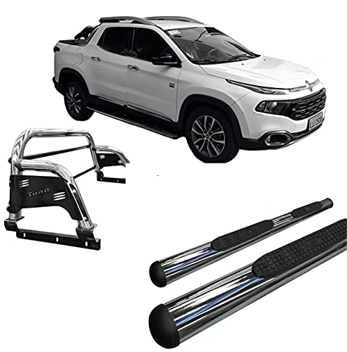 Hozz Kit Estribo Oval + Santo Antônio FIAT TORO CROMADO