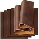 Aliceset 5 Pcs Genuine Tooling Leather Sheets for Crafts, Full Grain 1.8-2.0 mm Thick Leather Cowhide Dark Brown Leather Square for Sewing Wallet Earring Hobby Workshop (12 x 12 Inches)