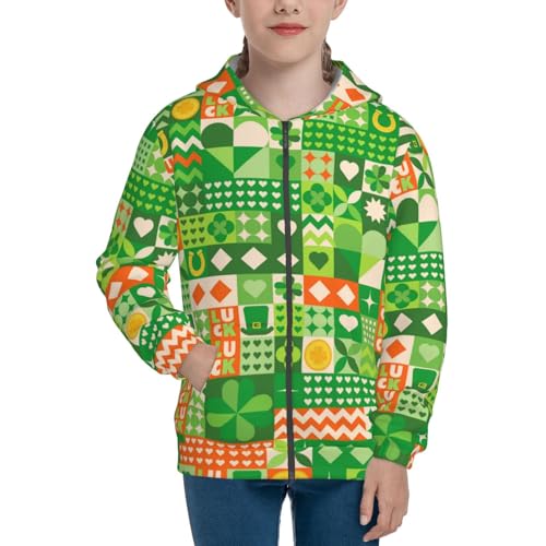 St Patrick's Day6 Kid Hoodies Boys Zip Up Sweatshirts Girls Pullover with Pocket3