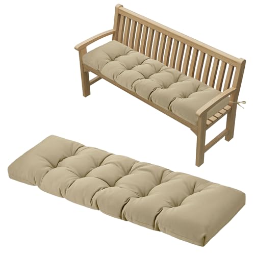 PRIMEPATIO Outdoor Garden Bench Cushion 143 x 52 x 8 cm, Light Khaki