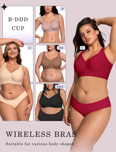 Image of OEAK Womens Wireless Jelly Bras Plus Size Support Push Up Comfortable Bra | no underwire,full coverage,for large breast,minimizer bra,seamless,tshirt bras,everyday bra