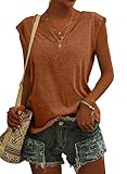 Langwyqu Womens Cap Sleeve Blouses T-Shirt Casual Loose Fit Basic Shirts Tank Tops