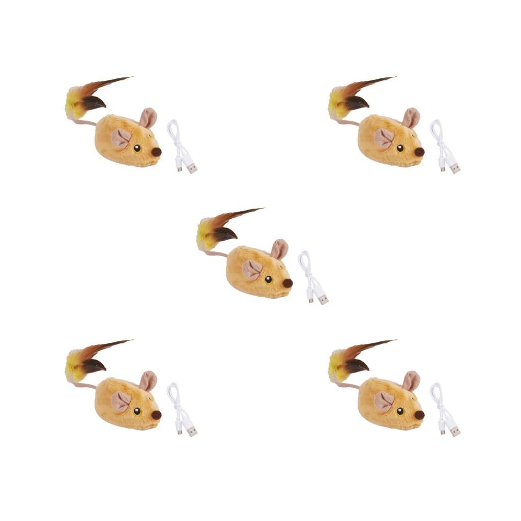 Lot de 5 jouets interactifs pour chat souris lavables Jaune