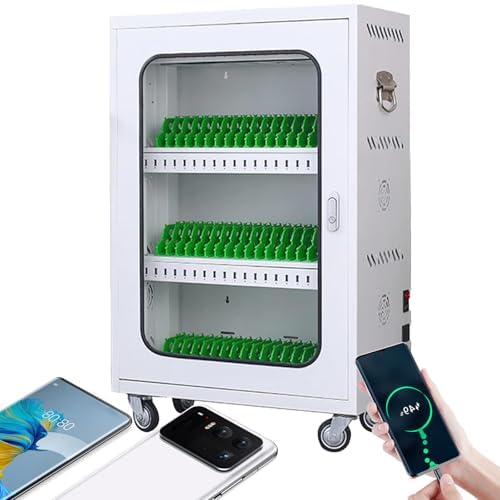 Mobile Phone Charging Cabinet Cellphone USB Charging Station Lockers 12-60 Slots with Locking & Wheels,for Classrooms/Fitness Clubs/Offices/Libraries,Rechargeable,with Four Wheels