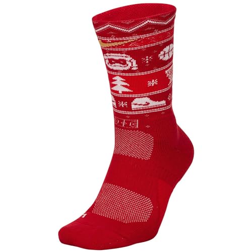 Nike Basketball Christmas Socks Crew Fits Women 4-6 Youth 3Y-5Y White