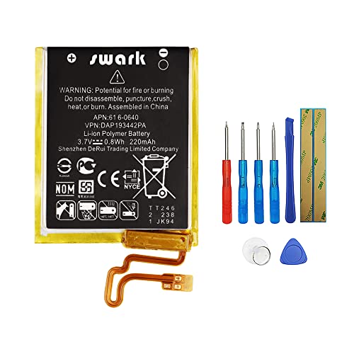 Swark Batterie 616-0640 616-0639 compatible avec iPod Nano 7, iPod Nano 7e, iPod Nano 5th16G, A1446 avec outils