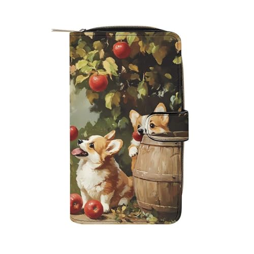 Corgis Dog Under The Tree Long Wallet for Women Men Purses Coin Pouch Credit Card Holder Organizer