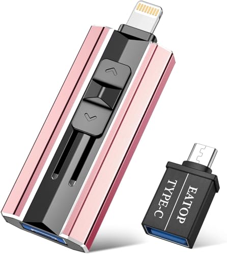 Image of EATOP USB Flash Drive 1TB iPhone Memory Stick Storage for Photos and Videos, iPhone Photo Stick Storage Flash Thumb Drive Compatible with iPhone iPad Android and Computers (Rose Gold)