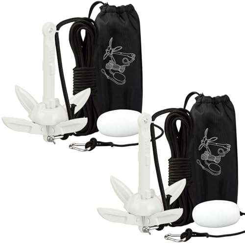 Image of Lounsweer 2 Pack 1.5 /3.5 lb Marine Kayak Anchor Kit Folding Grapnel Anchor Kit Boat Kayak Fishing Accessories for Small Boats Kayaks Canoe Paddle Boards