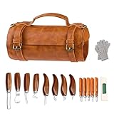 17-teiliges Holzschnitzset mit Ledertasche, Schnitzmesser Set für Anfänger & Profis, Schnitz- und Schnitzmesser für Holz – Komplettes Holzschnitzwerkzeug für alle Erfahrungsstufen
