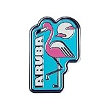 Vagabond Heart Aruba Pin - Flamingo Hard Enamel Lapel Pin Badge Aruba Souvenir - Metal Travel Brooch for Backpack Jacket Hat - Collectible Gift for Travelers Men Women - 1" Inch Rubber Clutch Back