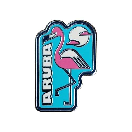 Vagabond Heart Aruba Enamel Pin - Aruba Souvenir - Aruba Pink Flamingo Travel Pin