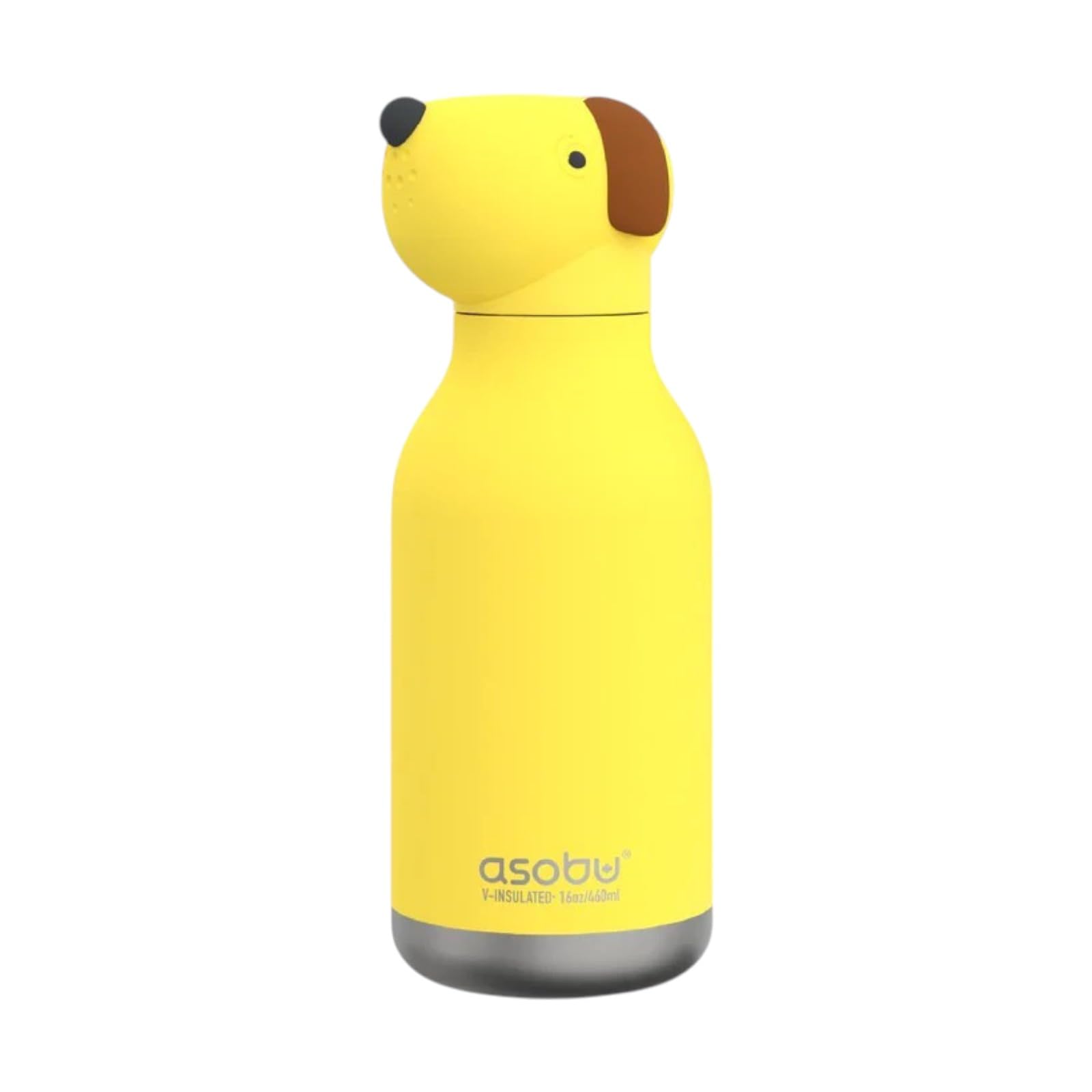 Asobu Yellow Bestie Dog Insulated Stainless Steel Water Bottle With Straw, 460Ml