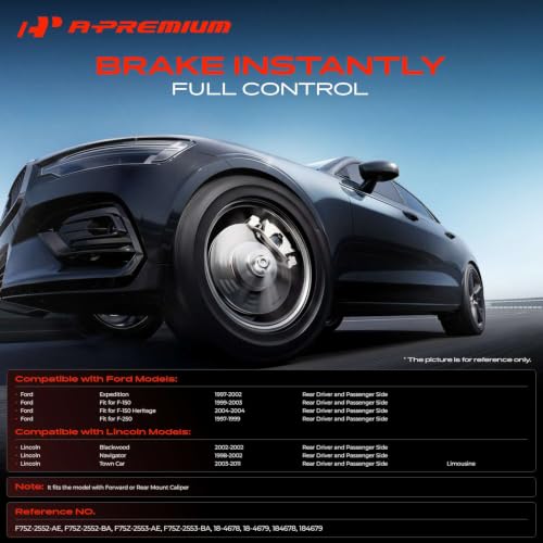 Image of A-Premium Disc Brake Caliper Assembly Without Bracket | Compatible with Select Ford Models - Expedition F-150 F-250 Lincoln Blackwood Navigator 1997-2011 - Rear Side