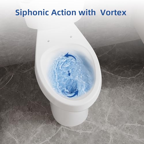 Image of GarveeTech Two-Piece Toilet with Elongated Bowl, 19 inch ADA Height for Bathrooms, Soft Close Seat, Toilet with 1.28 Siphonic Flush, White