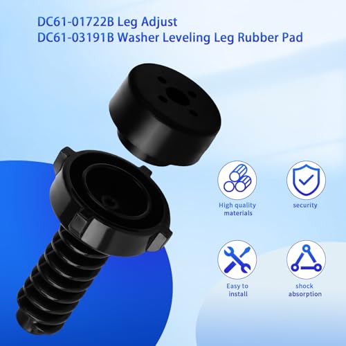 Image of DC61-03191B Leveling Leg Rubber Pad and DC61-01722B Leveling Leg Replacement for Washer Adjustable Leg (4 Pack)