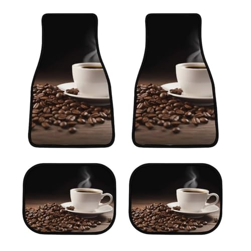 Tapis de sol voiture anti-saleté lot de 4 motifs grains de café résistant pour sol automobile